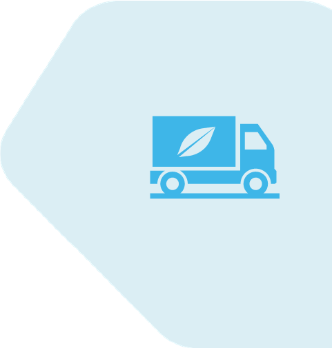delivery truck with a leaf symbol